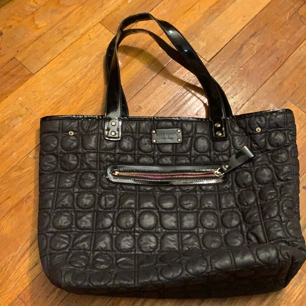 kate spade ♠️‎ black large pillow Quilted Nylon Tote Purse